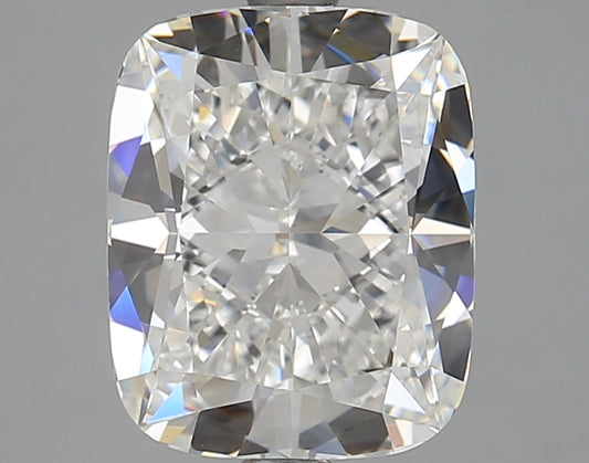 Cushion-cut lab diamond, 4.01 carats, brilliant facets.