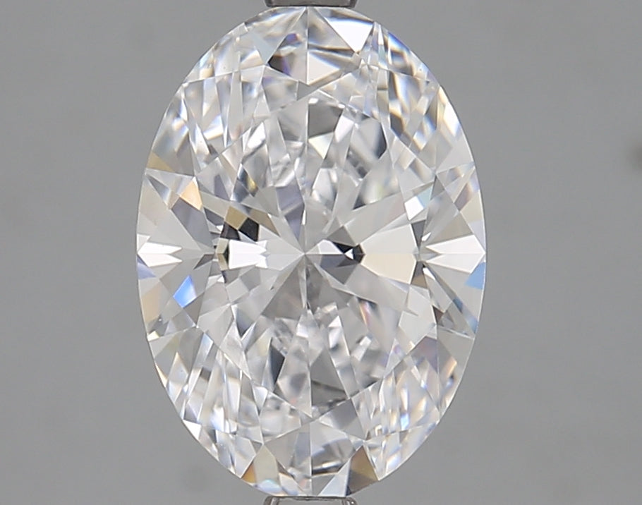 Oval-cut lab diamond, brilliant facets, 2.93 carats.