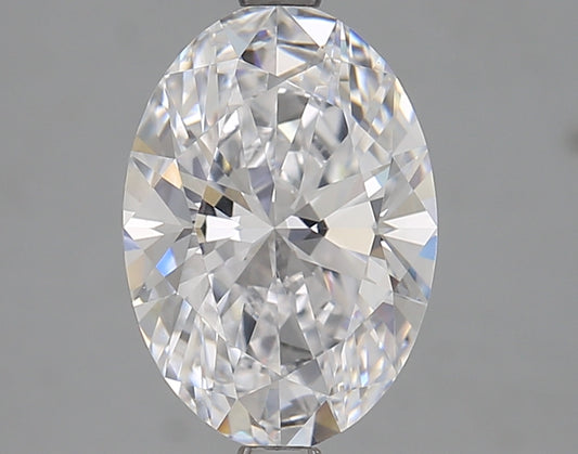 Oval-cut lab diamond, brilliant facets, 2.93 carats.