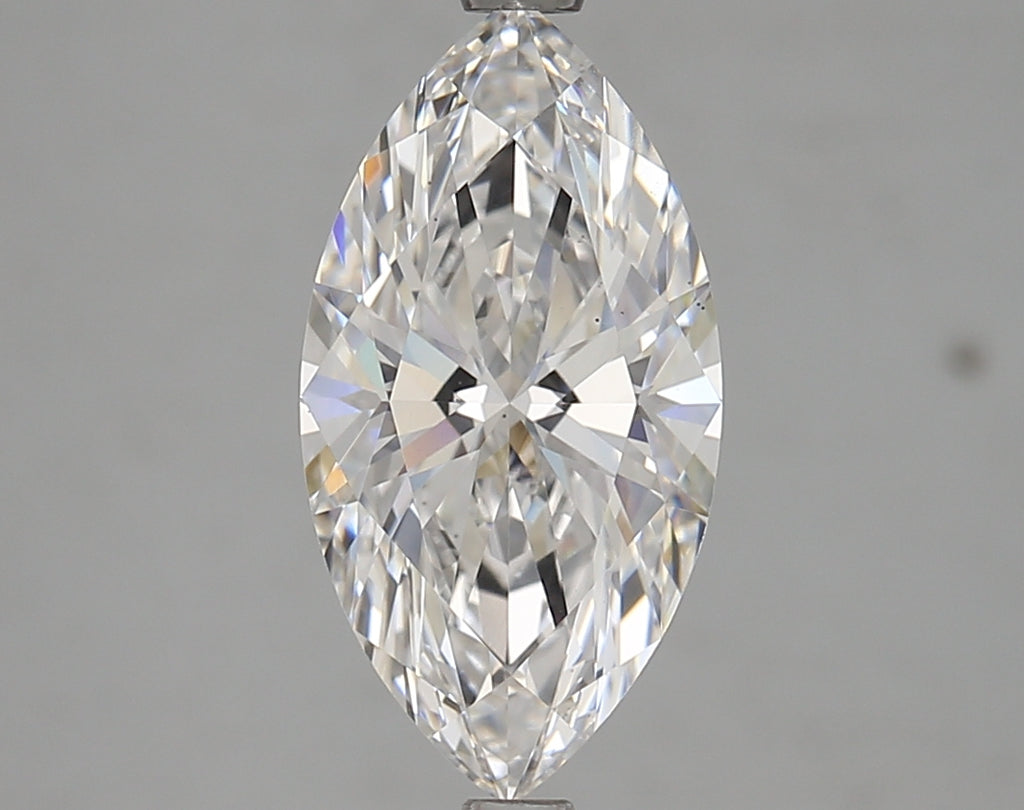 Marquise-cut lab diamond with brilliant facets.