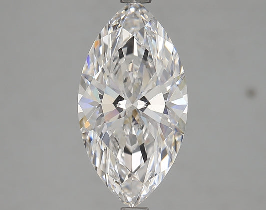 Marquise-cut lab diamond with brilliant facets.
