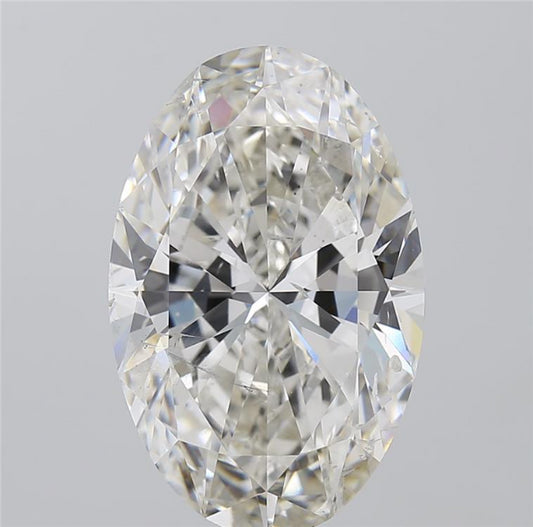 Oval-cut natural diamond, 10.51 carats, brilliant facets.