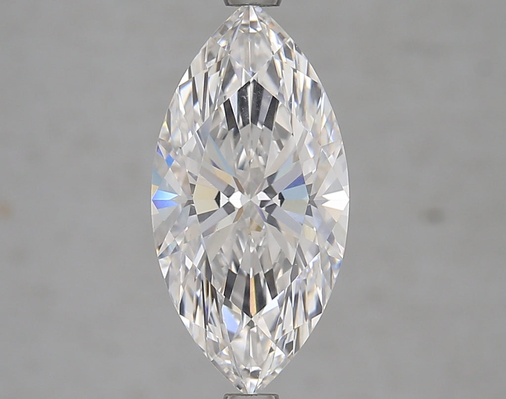 Marquise-cut lab diamond with brilliant facets.
