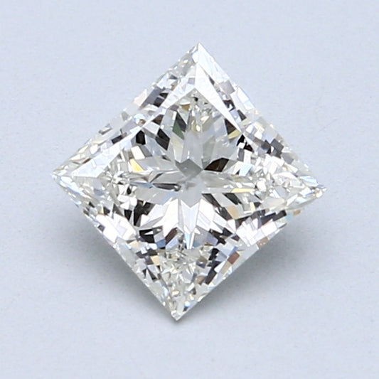 Princess-cut natural diamond, 1.01 carat, brilliant facets.
