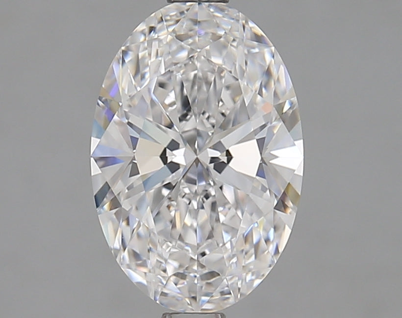 Oval-cut lab diamond, brilliant facets, 2.03 carats.