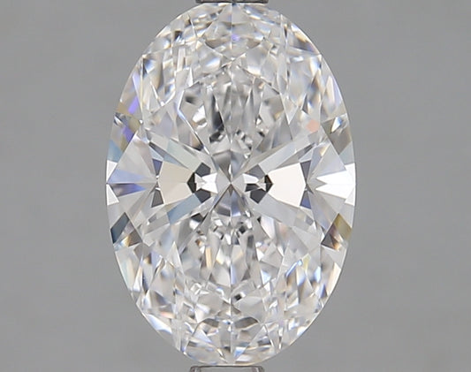 Oval-cut lab diamond, brilliant facets, 2.03 carats.