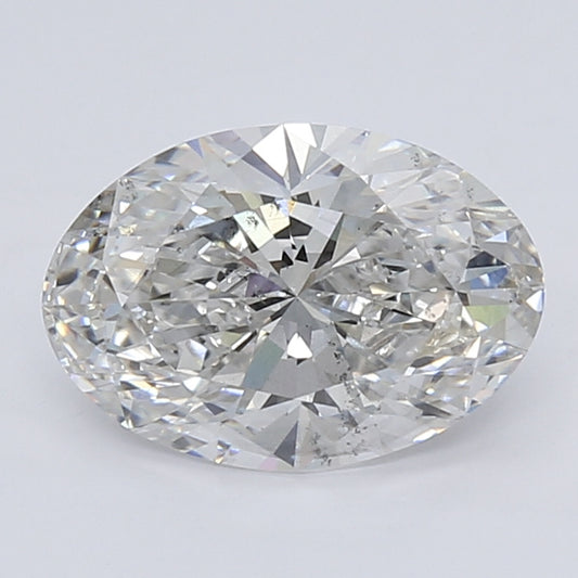 Oval-cut lab diamond with brilliant facets.