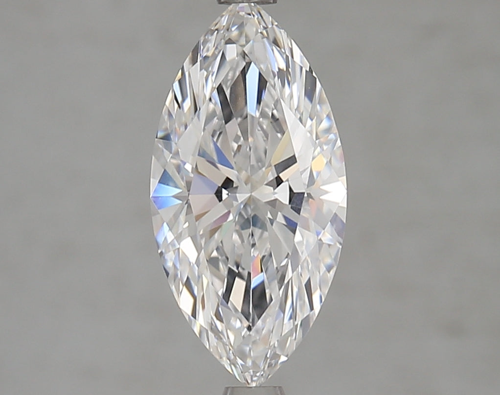 Marquise-cut lab diamond with brilliant facets.