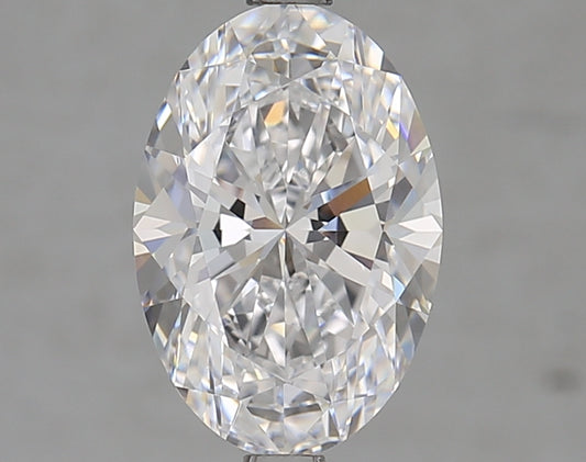 Oval lab-grown diamond, 2.42 carats, brilliant facets.