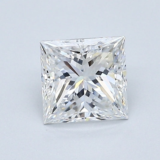Princess-cut natural diamond, 1.01 carat.