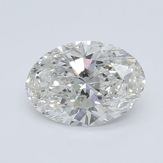 Oval-cut lab diamond, brilliant facets, 2.57 carats.