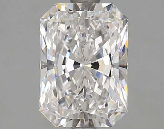 Radiant-cut lab diamond, 2.01 carats, brilliant facets.