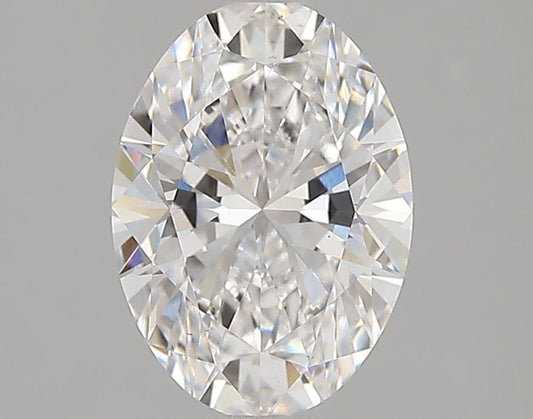 Oval lab-grown diamond, brilliant cut, sparkling facets.