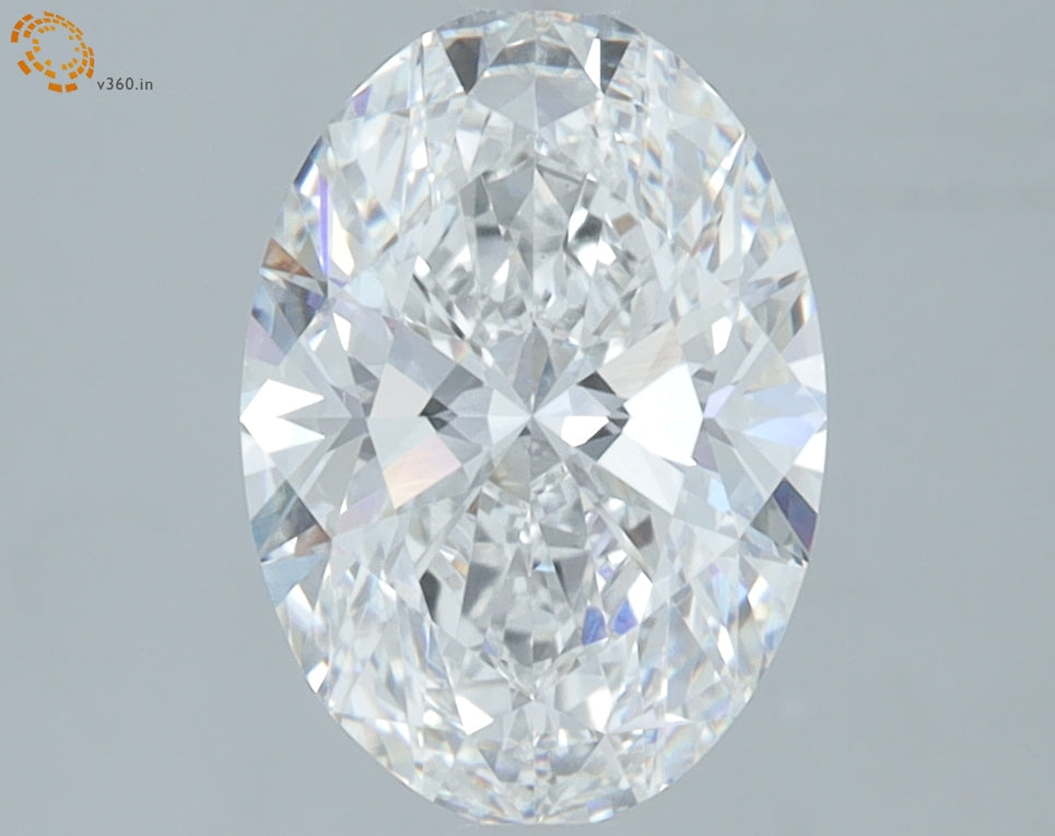 Oval-cut lab diamond with brilliant facets.