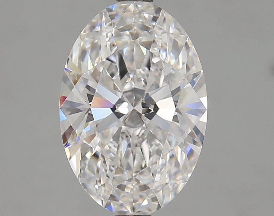 Oval lab diamond with brilliant facets.