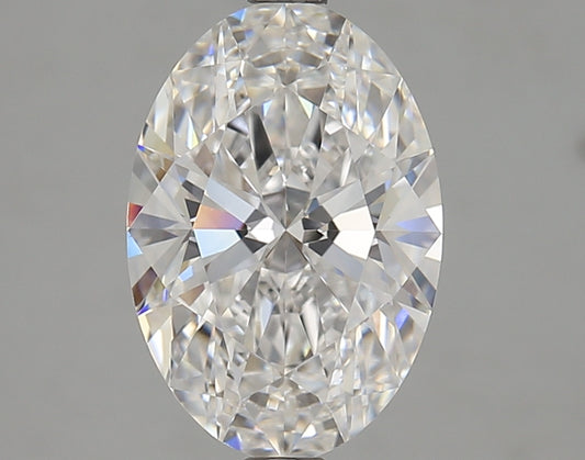 Oval lab diamond with brilliant facets.