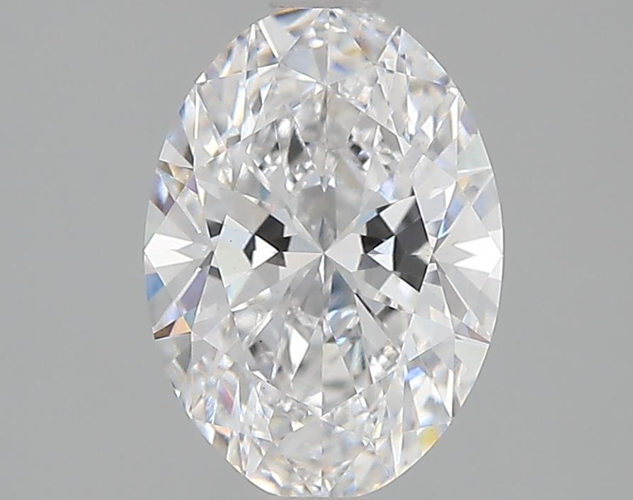 Oval-shaped lab-grown diamond, brilliant facets.