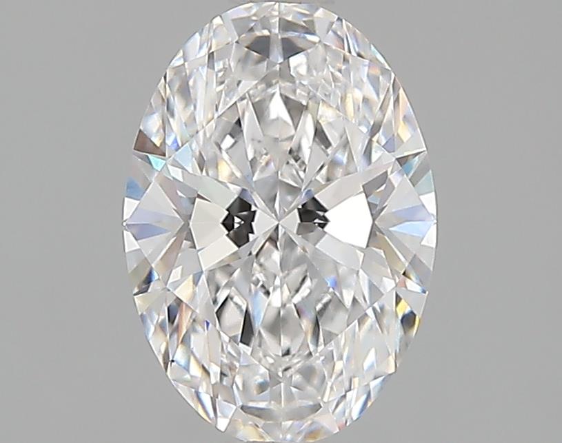 Oval lab-grown diamond, brilliant cut, sparkling facets.