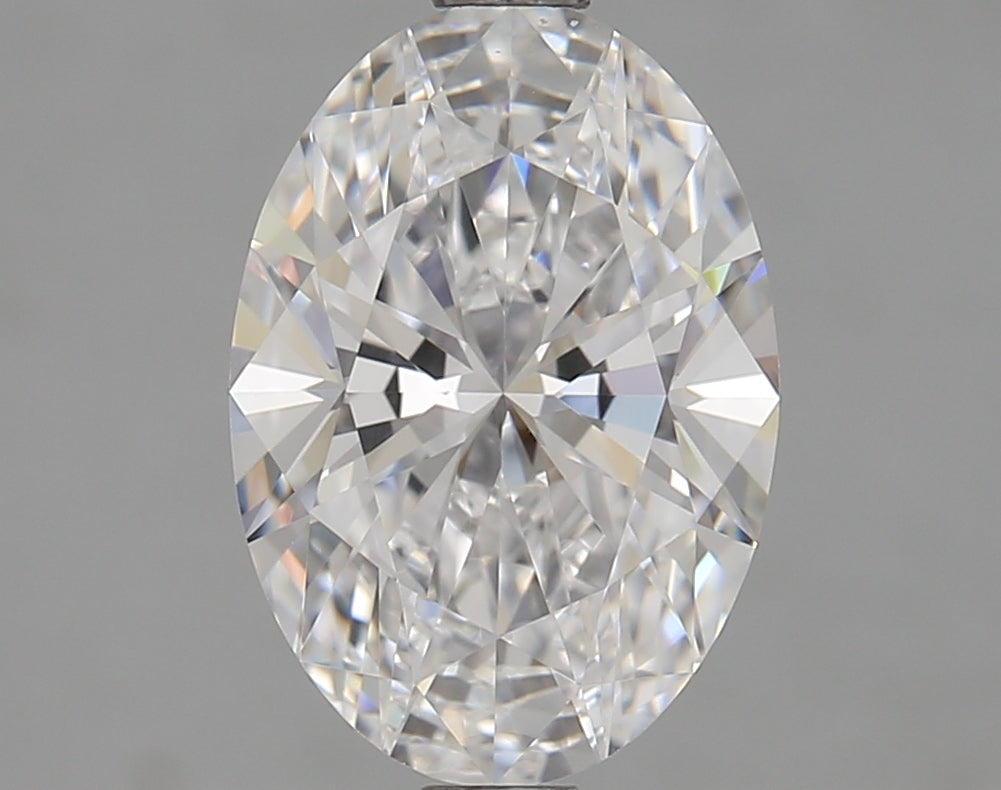 Oval lab-grown diamond, 2.12 carats, brilliant facets.