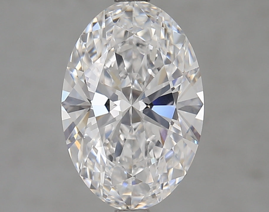 Oval-cut lab diamond, 2.72 carats, brilliant facets.