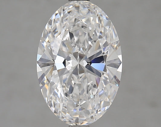 Oval-cut lab diamond, 2.72 carats, brilliant facets.