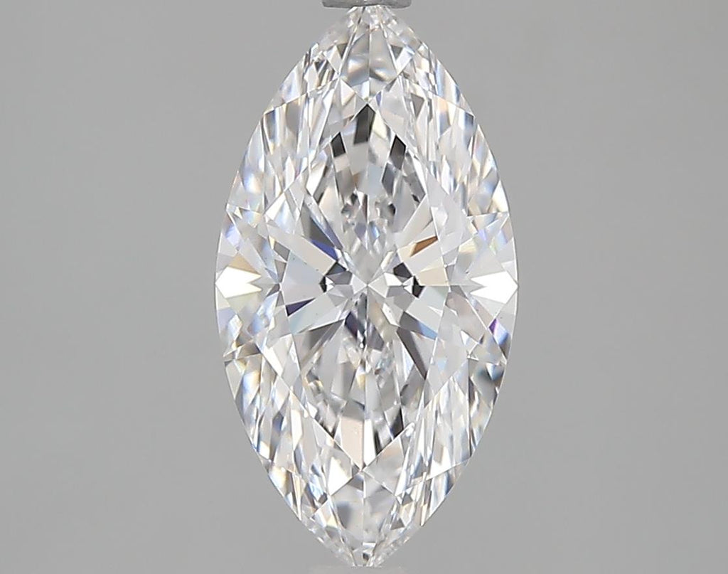 Marquise-cut lab diamond with brilliant facets.