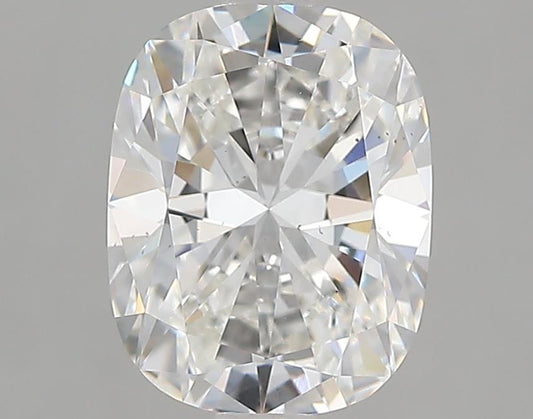 Cushion-cut lab diamond with brilliant facets.