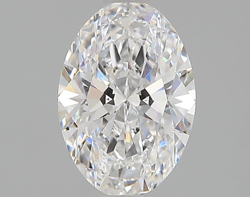 Oval-shaped lab diamond with brilliant facets.