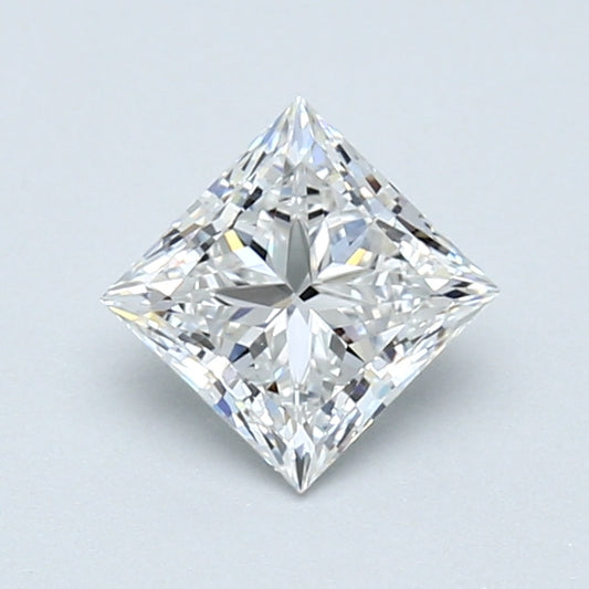 Princess-cut natural diamond, 0.71 carat, square shape.