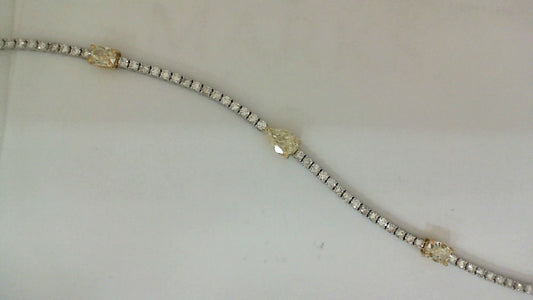 Natural Diamond Bracelet in 18 Karat White - Yellow with 1.01ctw SI1 Cushion Diamond