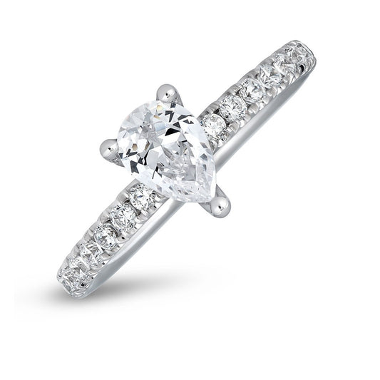Side Stone Lab-Grown Diamond Semi-Mount Engagement Ring in 14 Karat White with 49 Round Lab Grown Diamonds, totaling 0.67ctw