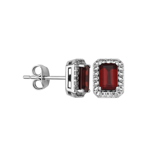 Emerald garnet stud earrings with topazes.