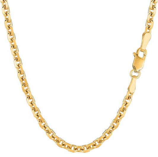 14K yellow gold cable link chain.
