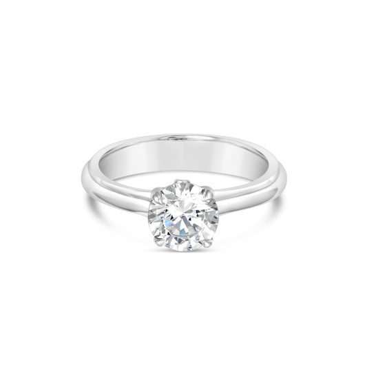 Solitaire Hidden Accent Natural Diamond Semi-Mount Engagement Ring in 14 Karat White with 2 Round Diamonds, Color: G/H, Clarity: VS1-VS2, totaling 0.02ctw