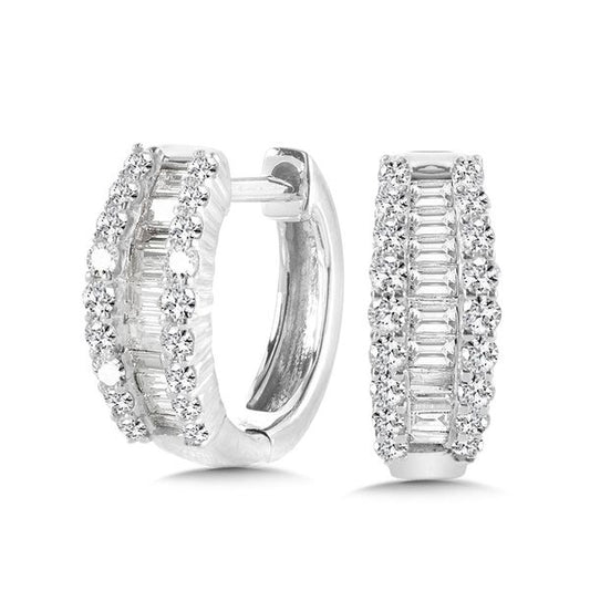 ReMARKable Designs Huggie Earth Mined Diamond Earrings in 14 Karat White Gold with 0.48ctw Various Shapes Diamond