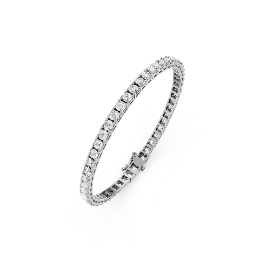 Lab-grown diamond tennis bracelet in white gold.
