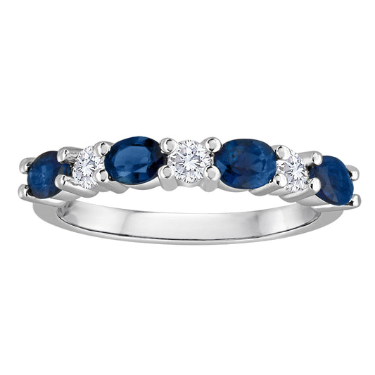 Precious Color Collection Color Gemstone Band in 14 Karat White with 4 Oval Sapphires 0.90ctw
