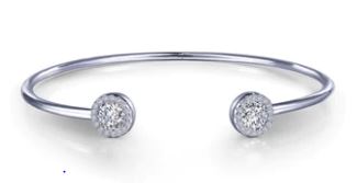 Bangle Simulated Diamond Bracelet in Platinum Bonded Sterling Silver