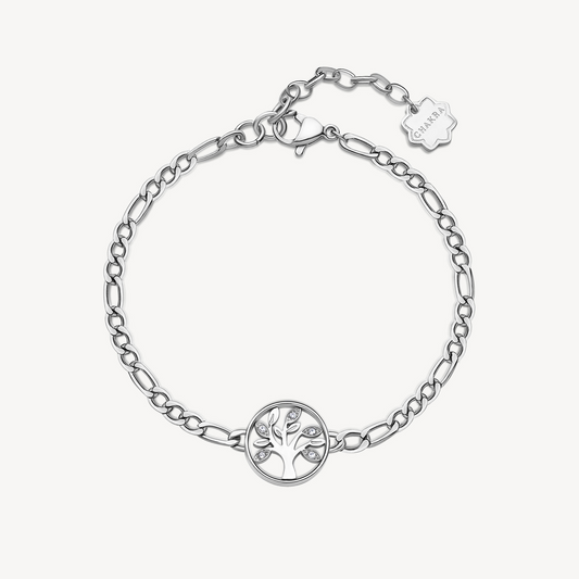 Charm Simulated Diamond Bracelet in Stainless Steel