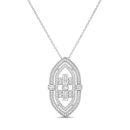 Natural Diamond Necklace in 14 Karat White with 0.50ctw Round Diamond