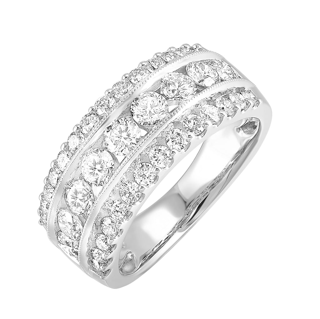 Memorable Moments Collection Earth Mined Diamond Earth Mined Diamond Ladies Wedding Band in 18 Karat White with 1.95ctw H/I SI2 Round Diamond