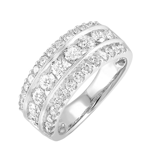 Memorable Moments Collection Natural Diamond Ladies Wedding Band in 18 Karat White with 1.90ctw G/H SI2 Round Diamonds