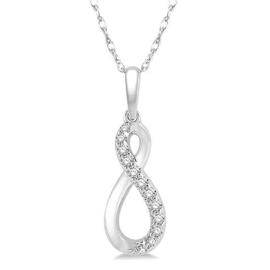 M Everday Fashion Collection Natural Diamond Necklace in 10 Karat White with 0.10ctw Round Diamonds