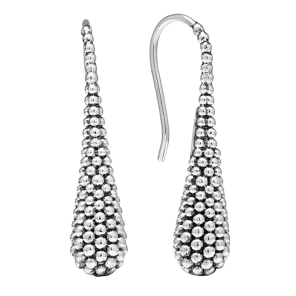 Signature Caviar Collection Dangle Earrings (No Stones) in Sterling Silver - 18 Karat White