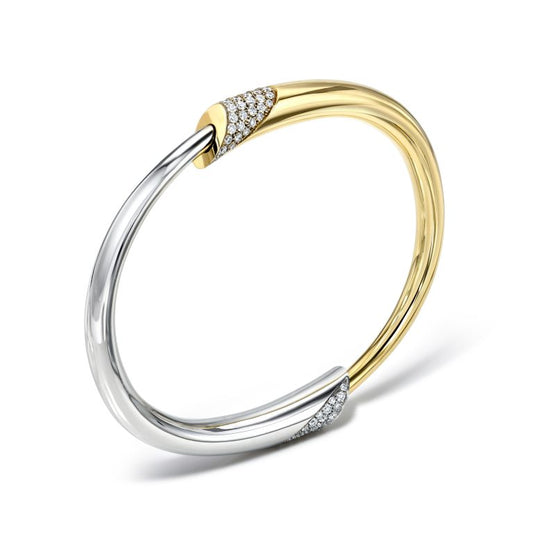 Natural Diamond Bracelet in 14 Karat White - Yellow with 0.96ctw Round Diamonds