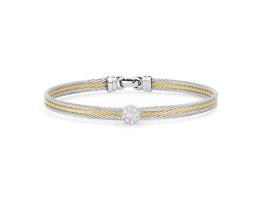 Classique Collection Natural Diamond Bracelet in Stainless Steel White - Yellow with 0.05ctw Round Diamond