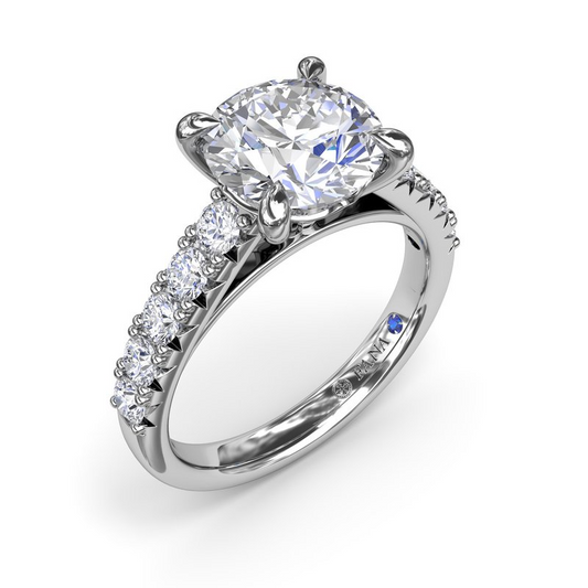 Diamond Accent Natural Diamond Engagement Ring in 14 Karat White with 0.60ctw Round Diamond