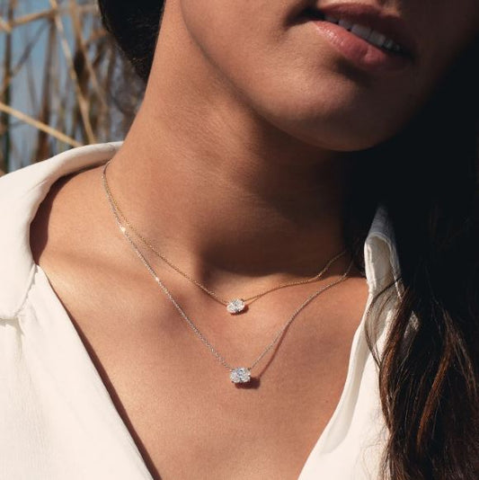 Puremark powered by Clarity Necklace in 18 Karat White Gold with 1.60ctw of Oval Lab-Grown Diamonds