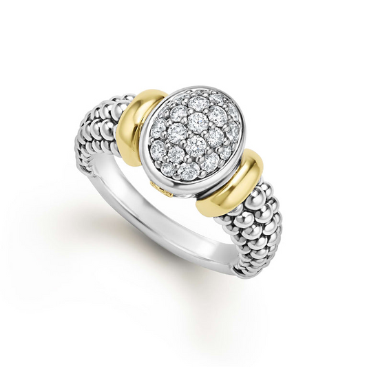 Sterling silver ring with diamond cluster.