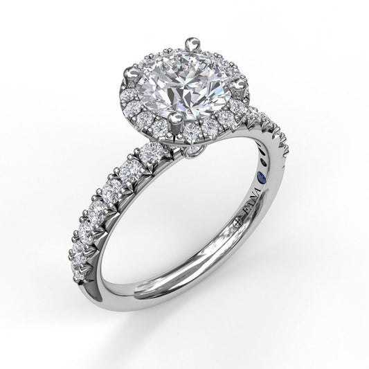 Halo Mined Diamond Engagement Ring in 14 Karat White with 0.57ctw G/H SI2 Round Diamonds